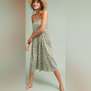 Anthropologie Multicolor Floral Midi Dress|Adjustable Straps|Flowy|Size L